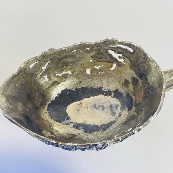 Antique Silver Plated Rose Floral Design Cobalt Blue Lined Sugar And Creamer Set - Picture 13 of 16